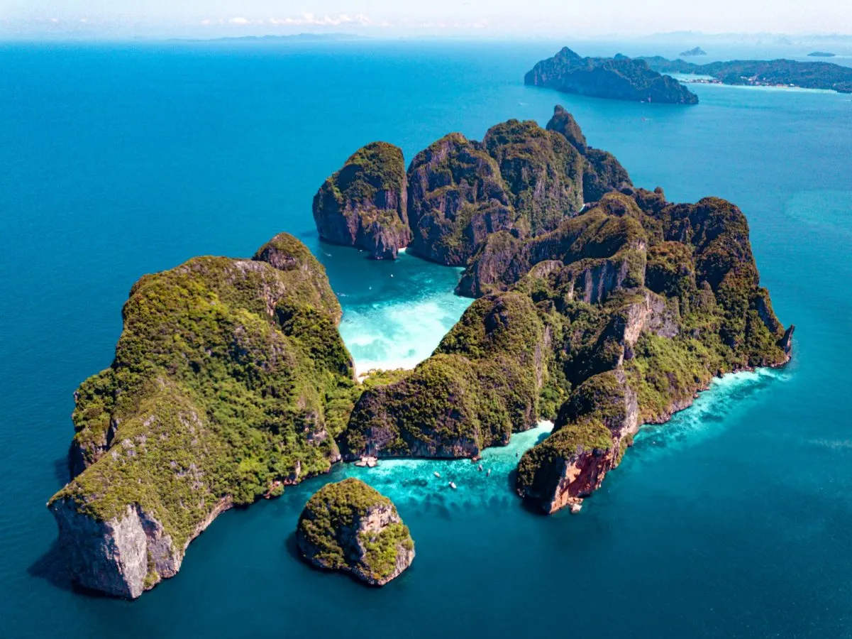 The famous Maya Bay in Thailand featured in Leonardo DiCaprio's
