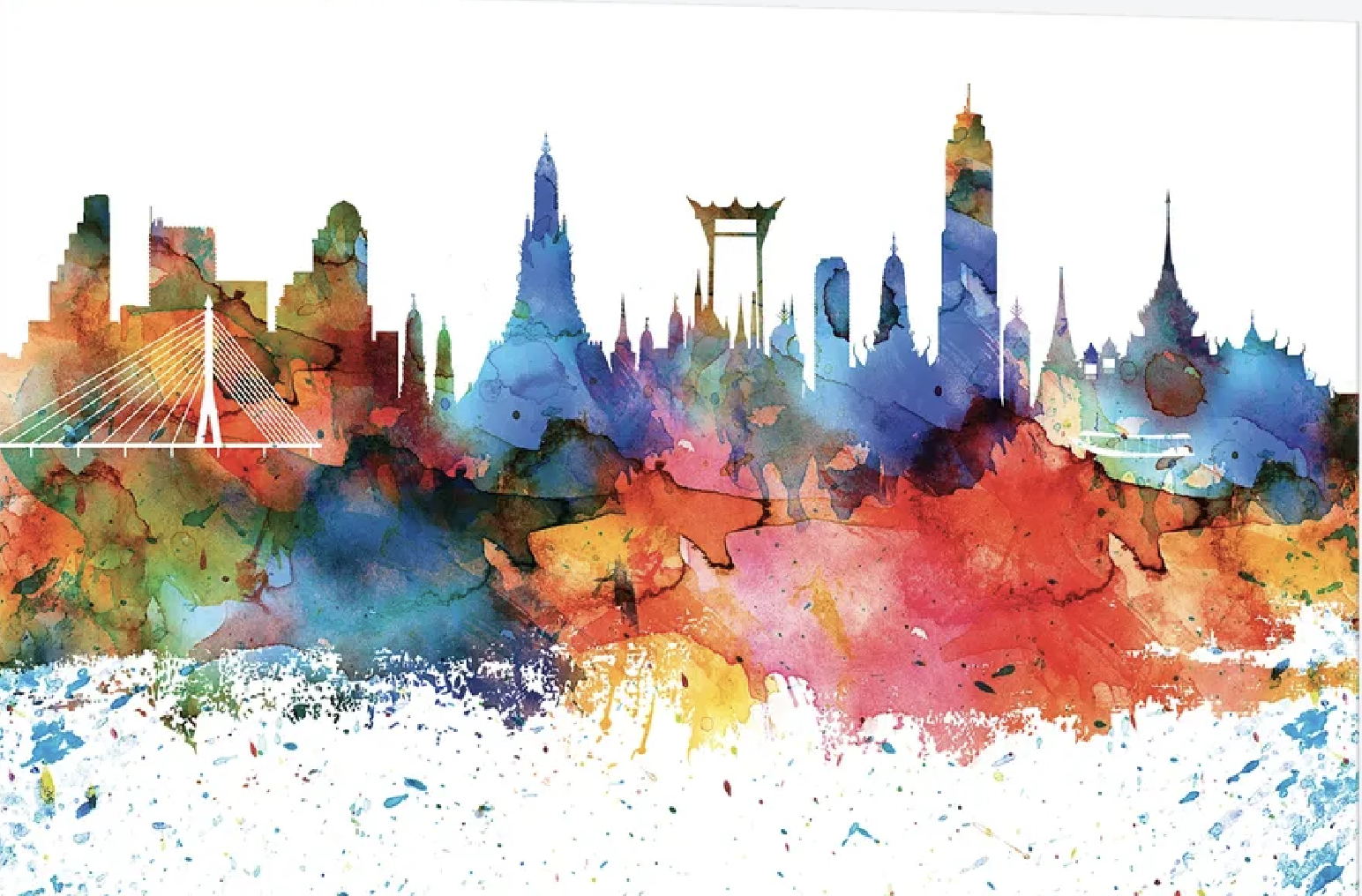 Abstract Bangkok Skyline painting